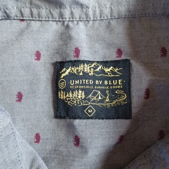EUC United by Blue Bison Print Button Down Sport Shirt Long Sleeve Gray Size M - Picture 7 of 11